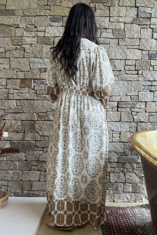 Zaida Smock Dress Hazelnut